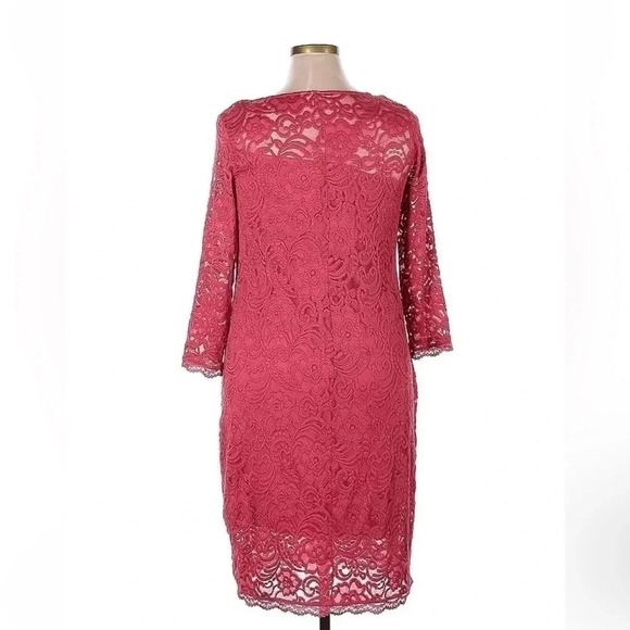 Jessica Simpson Dark Barbie Pink Lace Overlay Cocktail Dress Plus Size 1X - Picture 3 of 5